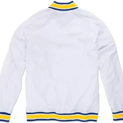 Men Mitchell & Ness Jackets & Outerwear-1996-97 Authentic Warm Up Jacket Golden State Warriors