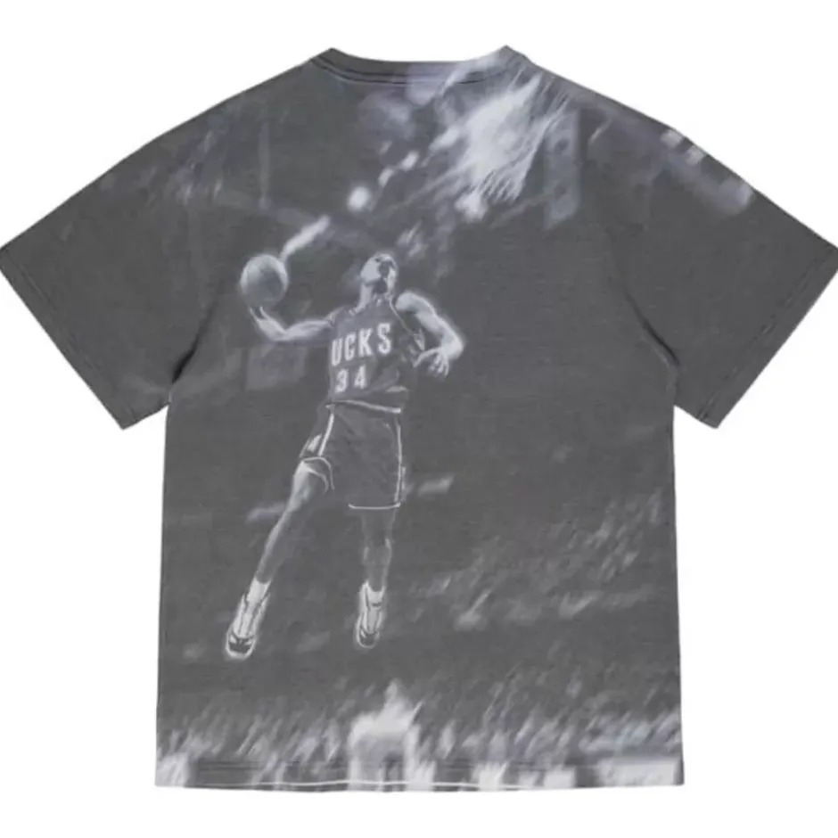 Men Mitchell & Ness T-Shirts & Tops-Above The Rim Sublimated Ss Tee Milwaukee Bucks Ray Allen