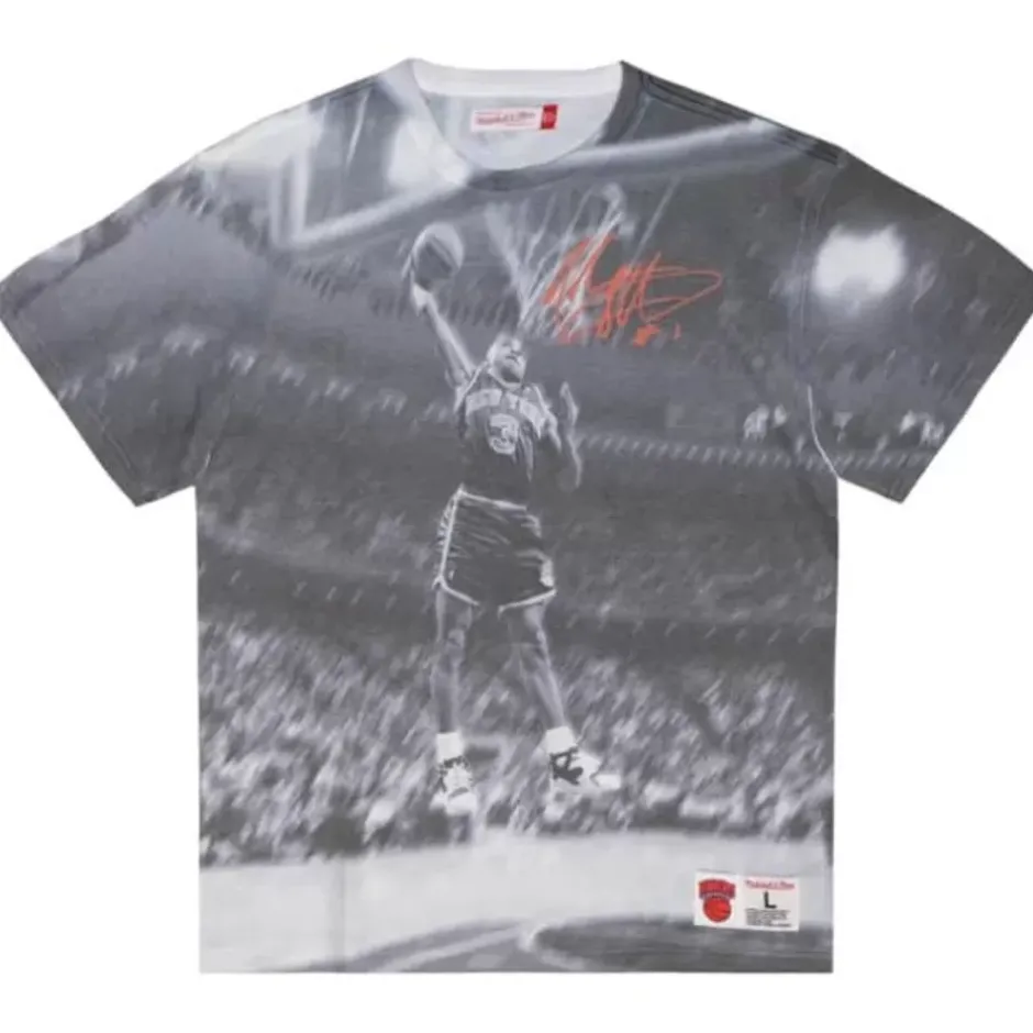 Men Mitchell & Ness T-Shirts & Tops-Above The Rim Sublimated Ss Tee New York Knicks John Starks