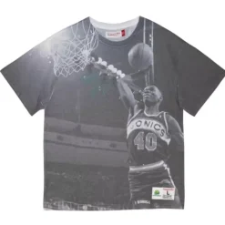 Men Mitchell & Ness T-Shirts & Tops-Above The Rim Sublimated Ss Tee Seattle Supersonics Shawn Kemp
