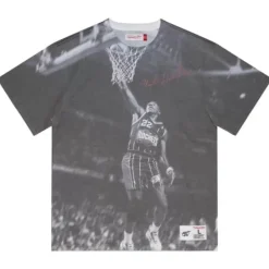Men Mitchell & Ness T-Shirts & Tops-Above The Rim Sublimated Ss Tee Houston Rockets Clyde Drexler