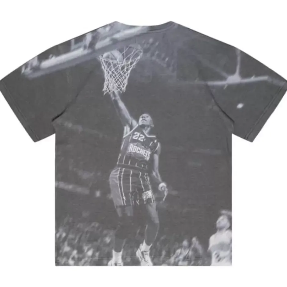Men Mitchell & Ness T-Shirts & Tops-Above The Rim Sublimated Ss Tee Houston Rockets Clyde Drexler