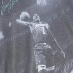 Men Mitchell & Ness T-Shirts & Tops-Above The Rim Sublimated Ss Tee Charlotte Hornets Larry Johnson