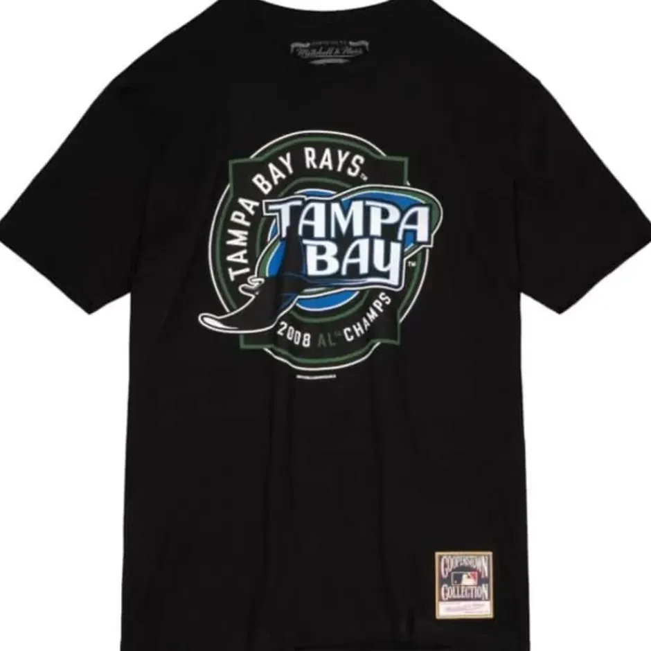 Men Mitchell & Ness T-Shirts & Tops-A.L. Champs Tee Tampa Bay Rays 2008