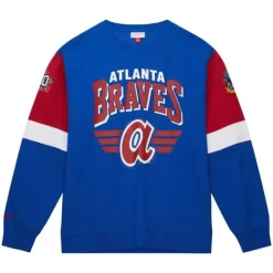 Men Mitchell & Ness Hoodies & Sweatshirts-All Over Crew 3.0 Atlanta Braves