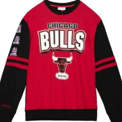 Men Mitchell & Ness T-Shirts & Tops-All Over Crew 2.0 Chicago Bulls