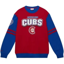 Men Mitchell & Ness T-Shirts & Tops-All Over Crew 2.0 Chicago Cubs