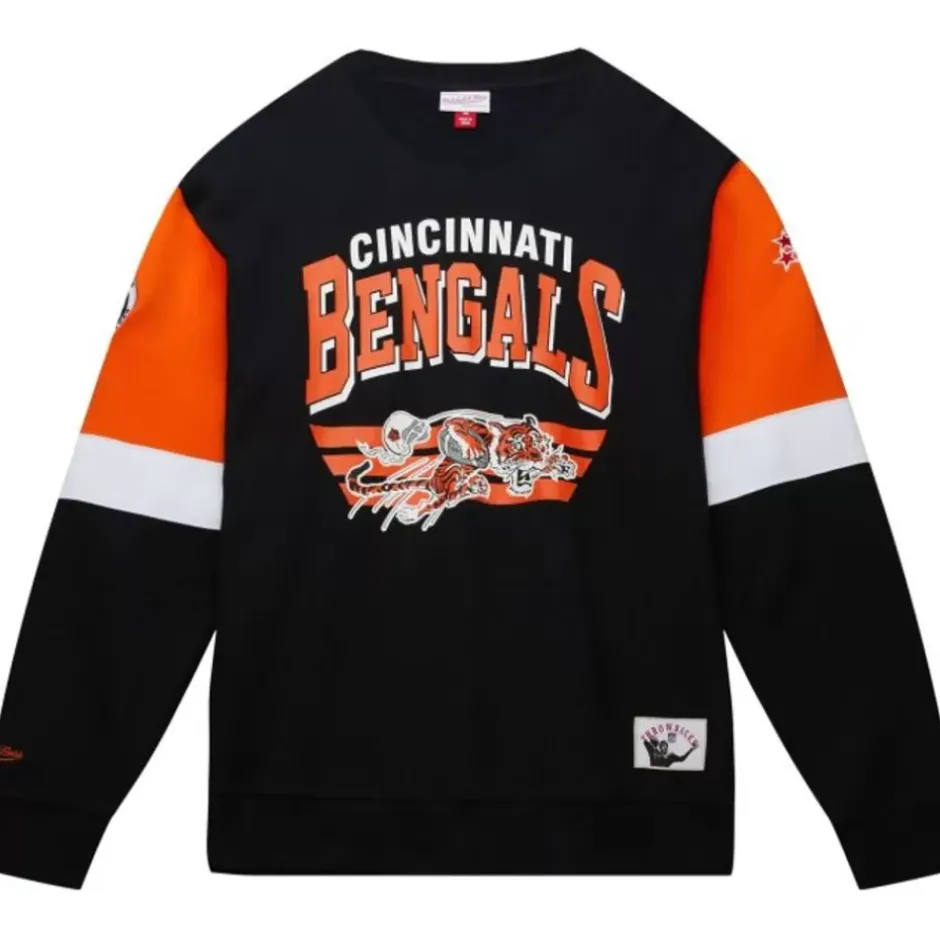 Men Mitchell & Ness Hoodies & Sweatshirts-All Over Crew 3.0 Cincinnati Bengals