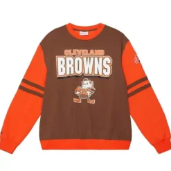Men Mitchell & Ness T-Shirts & Tops-All Over Crew 2.0 Cleveland Browns