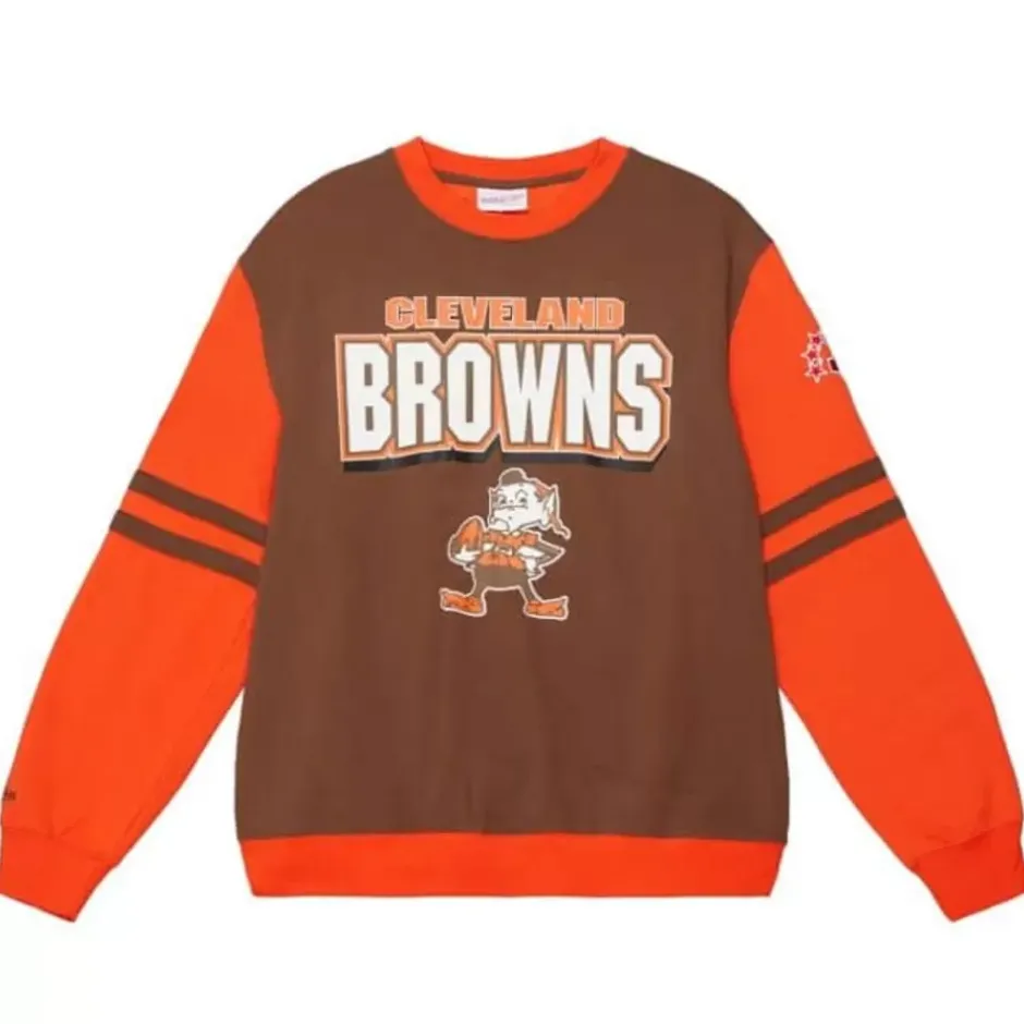 Men Mitchell & Ness T-Shirts & Tops-All Over Crew 2.0 Cleveland Browns