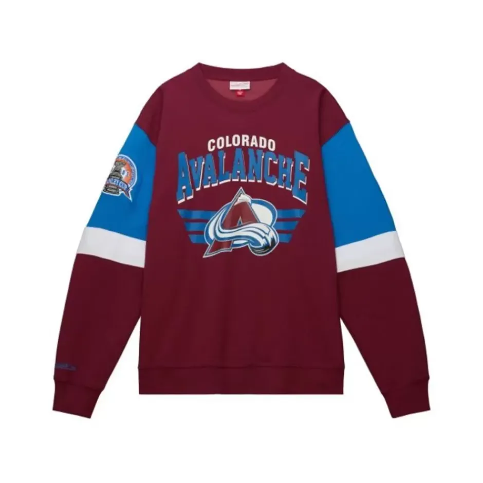 Men Mitchell & Ness Hoodies & Sweatshirts-All Over Crew 3.0 Colorado Avalanche