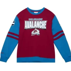 Men Mitchell & Ness Hoodies & Sweatshirts-All Over Crew 2.0 Colorado Avalanche