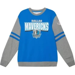 Men Mitchell & Ness Hoodies & Sweatshirts-All Over Crew 2.0 Dallas Mavericks