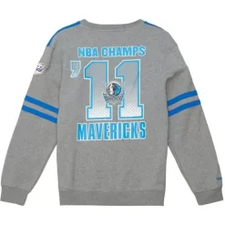 Men Mitchell & Ness Hoodies & Sweatshirts-All Over Crew 2.0 Dallas Mavericks