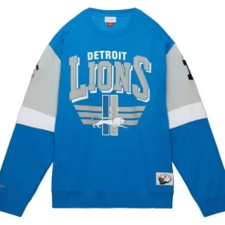 Men Mitchell & Ness Hoodies & Sweatshirts-All Over Crew 3.0 Detroit Lions