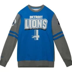 Men Mitchell & Ness T-Shirts & Tops-All Over Crew 2.0 Detroit Lions