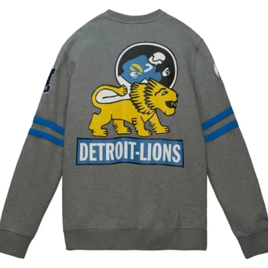 Men Mitchell & Ness T-Shirts & Tops-All Over Crew 2.0 Detroit Lions