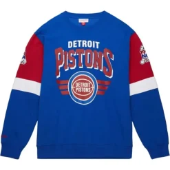 Men Mitchell & Ness Hoodies & Sweatshirts-All Over Crew 3.0 Detroit Pistons