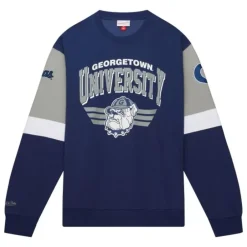 Men Mitchell & Ness Hoodies & Sweatshirts-All Over Crew 3.0 Georgetown University