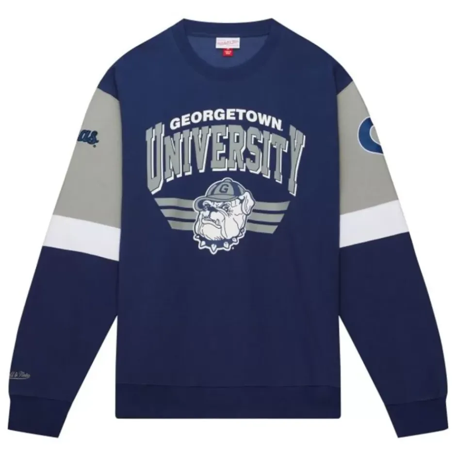 Men Mitchell & Ness Hoodies & Sweatshirts-All Over Crew 3.0 Georgetown University