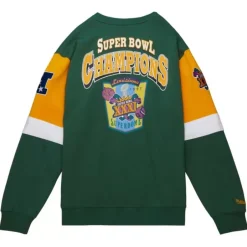 Men Mitchell & Ness Hoodies & Sweatshirts-All Over Crew 3.0 Green Bay Packers