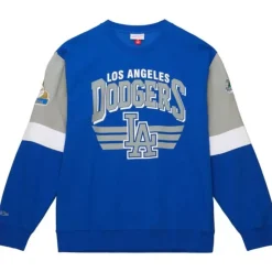 Men Mitchell & Ness Hoodies & Sweatshirts-All Over Crew 3.0 Los Angeles Dodgers