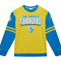 Men Mitchell & Ness T-Shirts & Tops-All Over Crew 2.0 Los Angeles Chargers