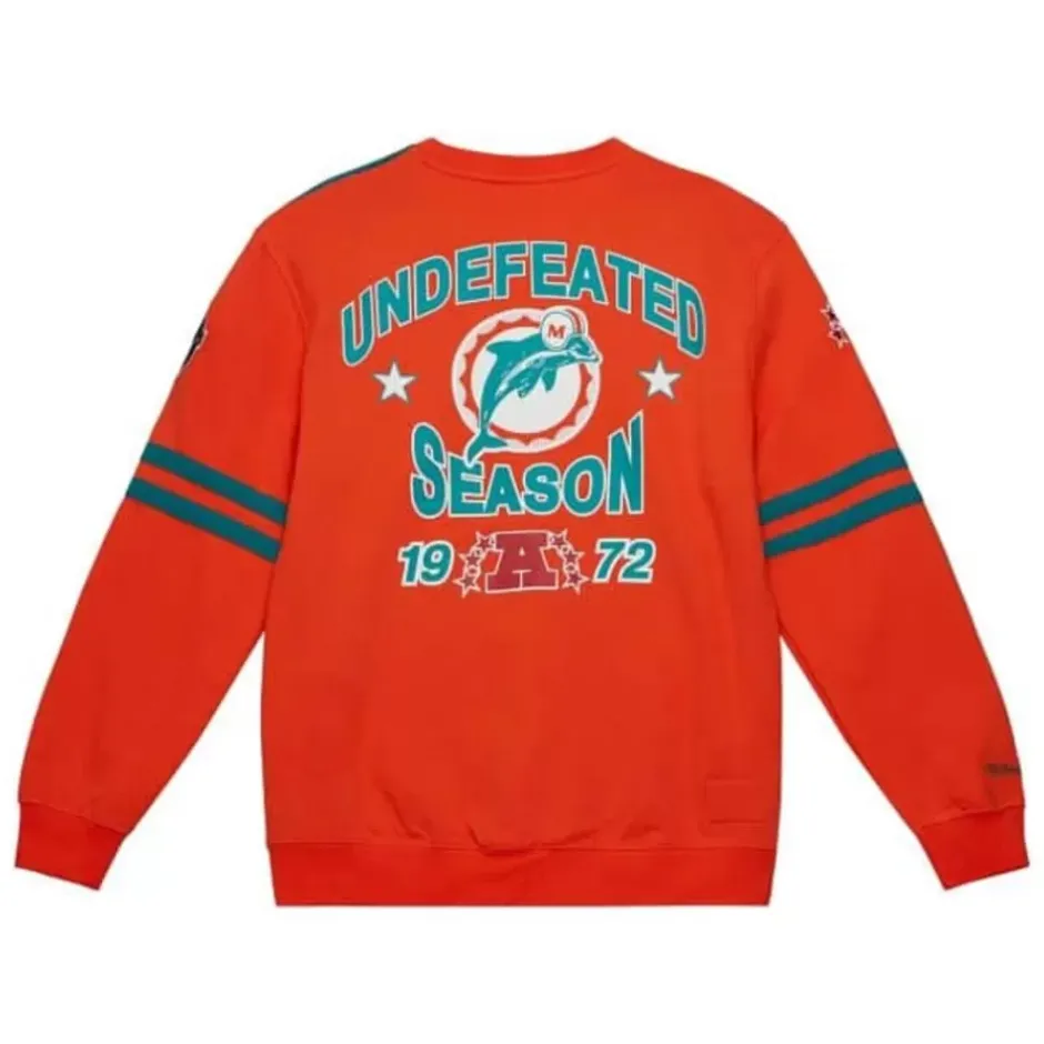 Men Mitchell & Ness T-Shirts & Tops-All Over Crew 2.0 Miami Dolphins