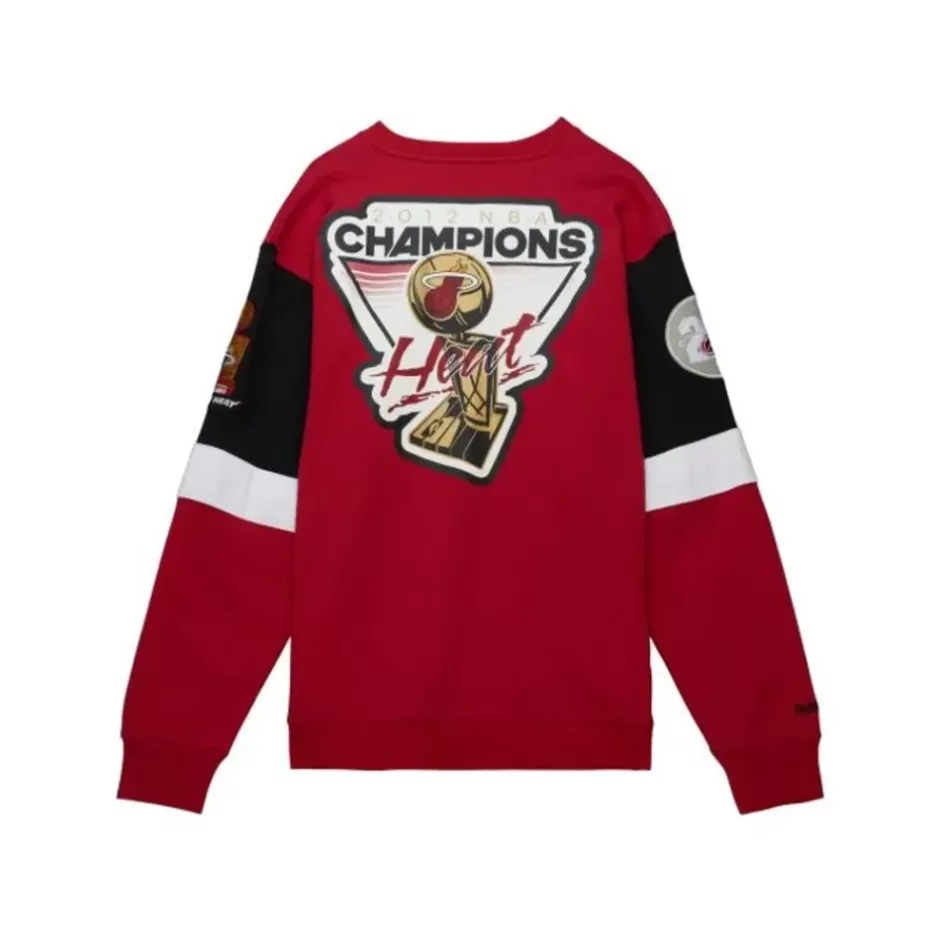 Men Mitchell & Ness Hoodies & Sweatshirts-All Over Crew 3.0 Miami Heat