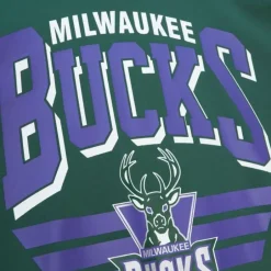 Men Mitchell & Ness Hoodies & Sweatshirts-All Over Crew 3.0 Milwaukee Bucks