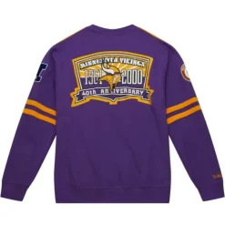 Men Mitchell & Ness T-Shirts & Tops-All Over Crew 2.0 Minnesota Vikings