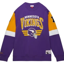 Men Mitchell & Ness Hoodies & Sweatshirts-All Over Crew 3.0 Minnesota Vikings