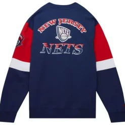 Men Mitchell & Ness Hoodies & Sweatshirts-All Over Crew 3.0 New Jersey Nets