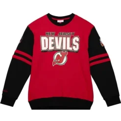 Men Mitchell & Ness Hoodies & Sweatshirts-All Over Crew 2.0 New Jersey Devils