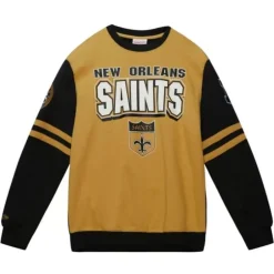 Men Mitchell & Ness T-Shirts & Tops-All Over Crew 2.0 New Orleans Saints