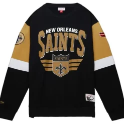 Men Mitchell & Ness Hoodies & Sweatshirts-All Over Crew 3.0 New Orleans Saints