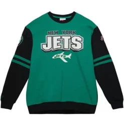 Men Mitchell & Ness T-Shirts & Tops-All Over Crew 2.0 New York Jets