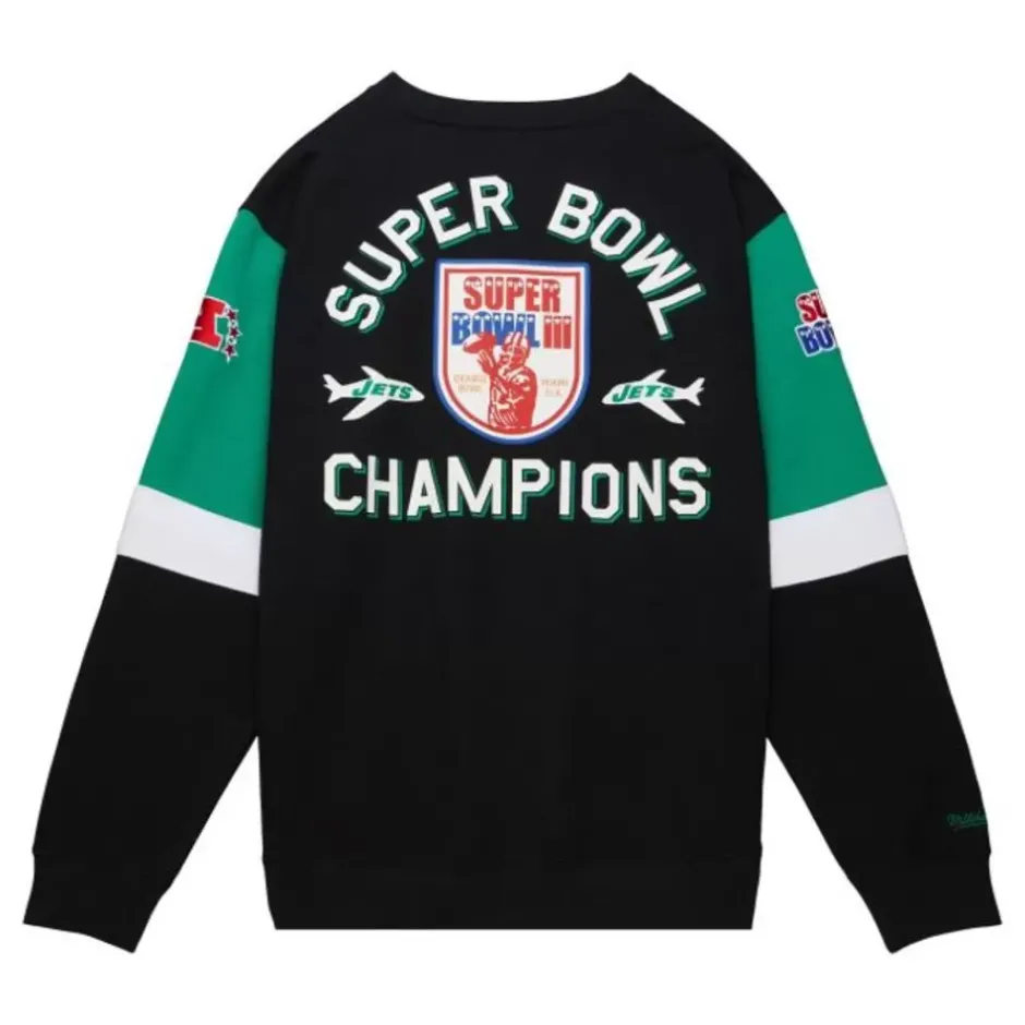 Men Mitchell & Ness Hoodies & Sweatshirts-All Over Crew 3.0 New York Jets