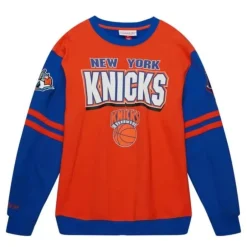 Men Mitchell & Ness T-Shirts & Tops-All Over Crew 2.0 New York Knicks