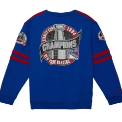 Men Mitchell & Ness Hoodies & Sweatshirts-All Over Crew 2.0 New York Rangers