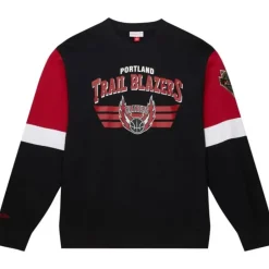 Men Mitchell & Ness Hoodies & Sweatshirts-All Over Crew 3.0 Portland Trail Blazers