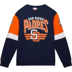 Men Mitchell & Ness Hoodies & Sweatshirts-All Over Crew 3.0 San Diego Padres