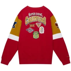Men Mitchell & Ness Hoodies & Sweatshirts-All Over Crew 3.0 San Francisco 49Ers