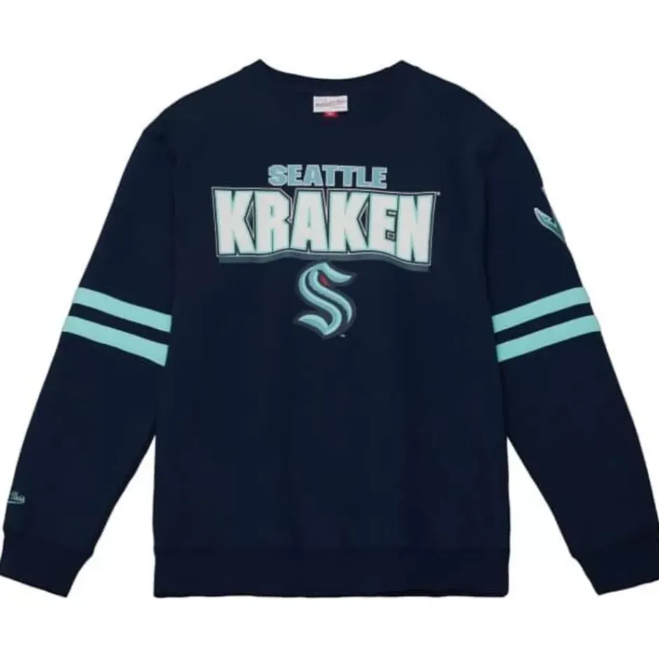 Men Mitchell & Ness Hoodies & Sweatshirts-All Over Crew 2.0 Seattle Kraken