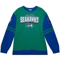 Men Mitchell & Ness T-Shirts & Tops-All Over Crew 2.0 Seattle Seahawks