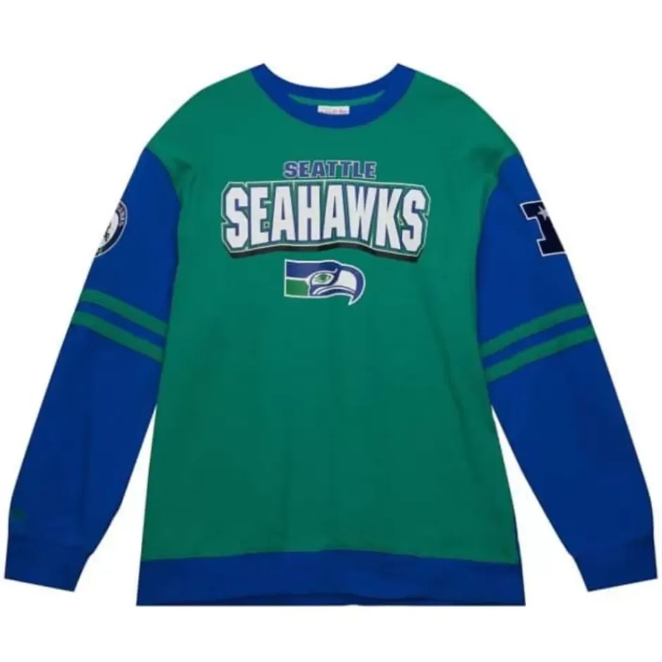 Men Mitchell & Ness T-Shirts & Tops-All Over Crew 2.0 Seattle Seahawks