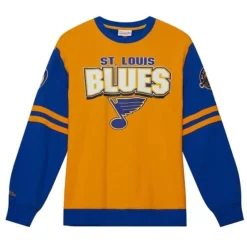 Men Mitchell & Ness Hoodies & Sweatshirts-All Over Crew 2.0 St. Louis Blues