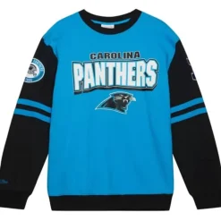 Men Mitchell & Ness T-Shirts & Tops-All Over Crew 2.0 Tee Carolina Panthers
