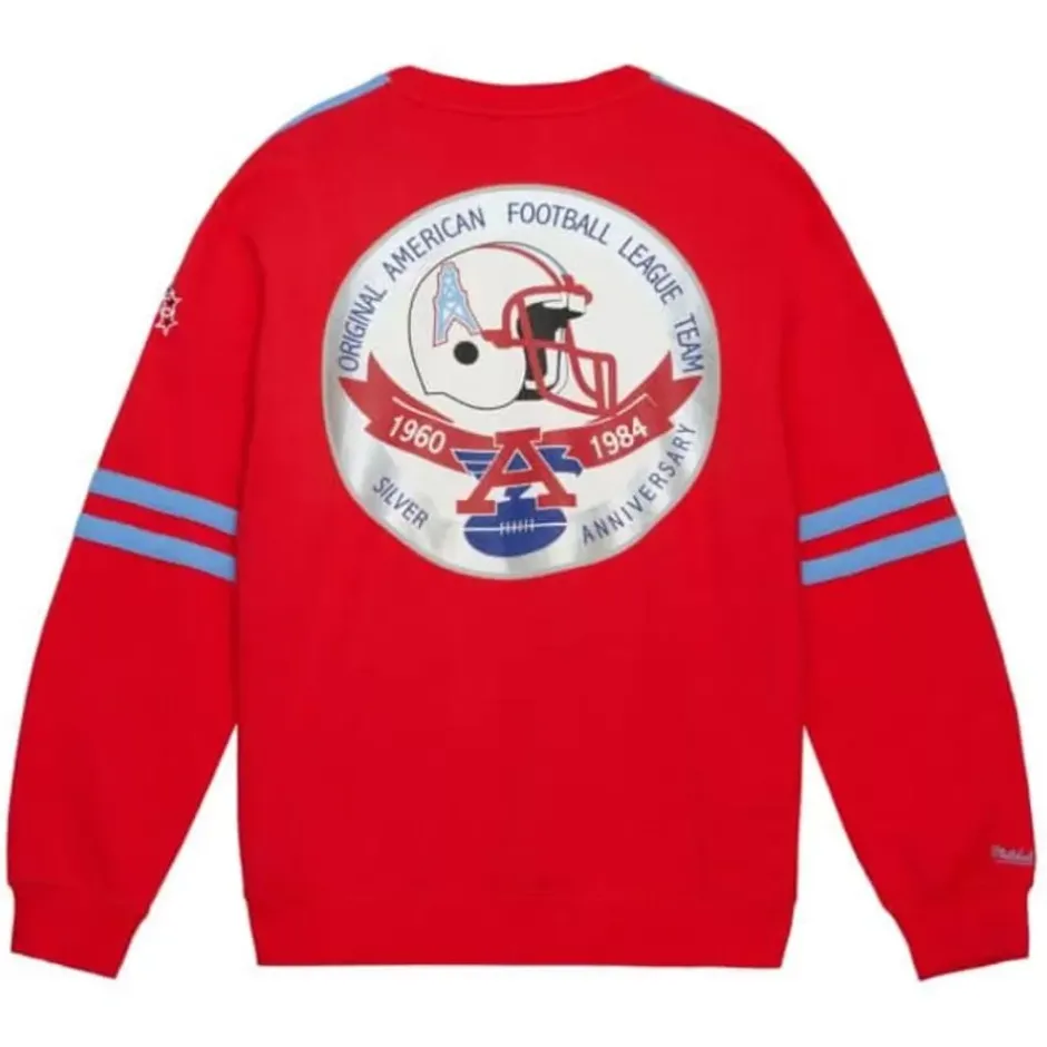 Men Mitchell & Ness T-Shirts & Tops-All Over Crew 2.0 Tee Houston Oilers