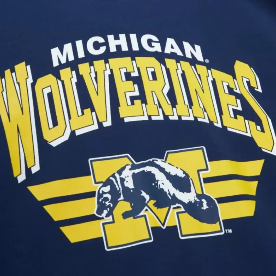 Men Mitchell & Ness Hoodies & Sweatshirts-All Over Crew 3.0 University Of Michigan